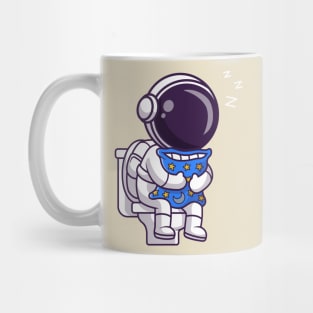 Cute Astronaut Sleeping On Toilet With Pillow Cartoon Mug